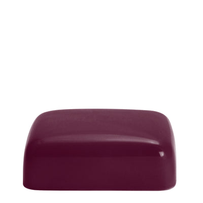 Das Oberteil der eckigen Butterdose. Die Außenseite ist violett.
