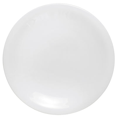 Ein schlichtes, weißes Speiseteller aus Keramik, rund und ohne Muster. Die Oberfläche ist glänzend und reflektiert dezentes Licht. Der Teller ist auf einem neutralen Hintergrund platziert und eignet sich für den alltäglichen Einsatz oder besondere Anlässe.